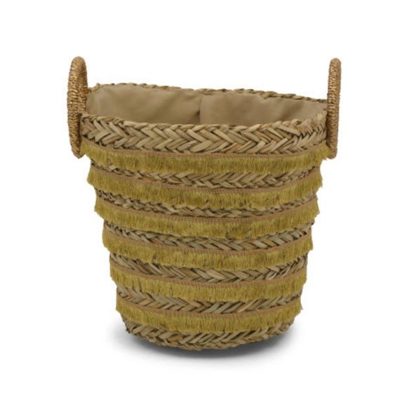 Handmade Seagrass Tote With Metallic Fringe - Picture 2 of 4